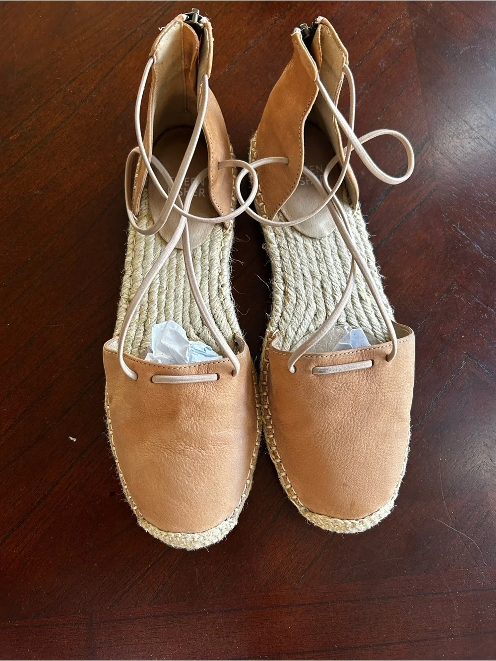 Eileen Fisher tan Wrap-Tie Espadrilles size 8